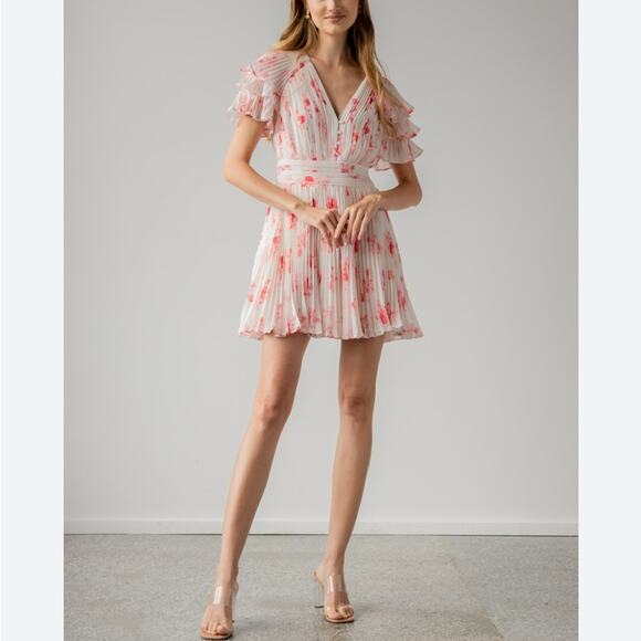 Self-Portrait Pink Floral Mini Dress - Picture 1 of 9